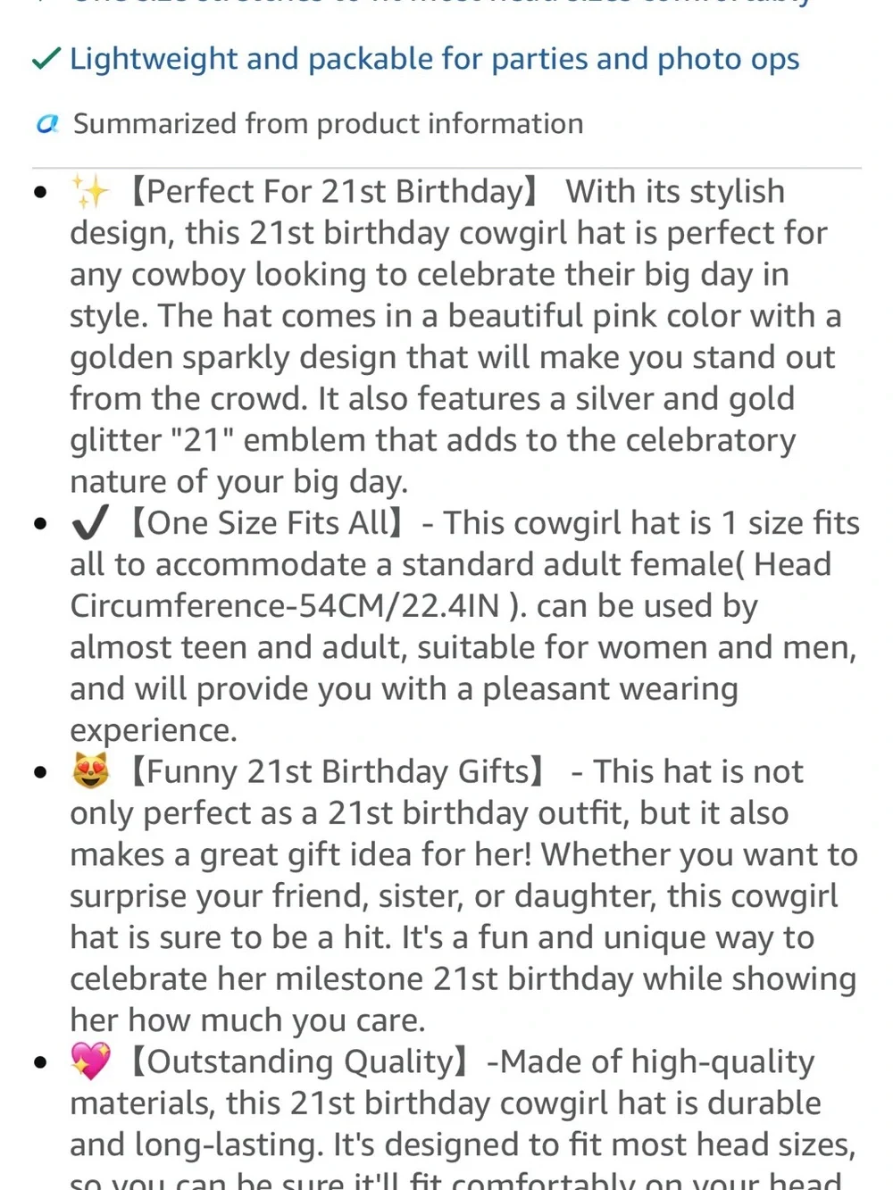 21st Birthday White Cowboy Hat with Pink Feather Trim